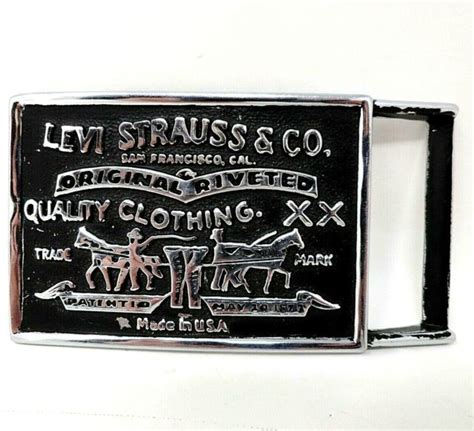 Vintage Levi Strauss And Co Belt Buckle Black And Silver Tone