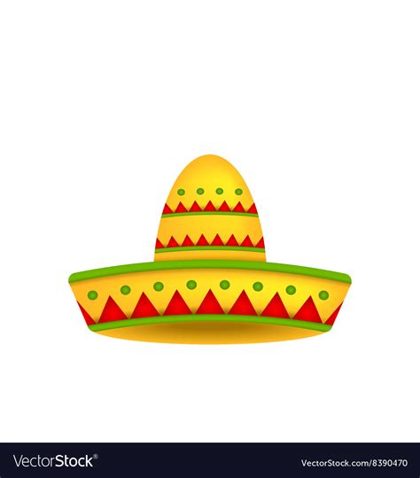 Mexican Hat Sombrero Isolated On White Background Vector Image