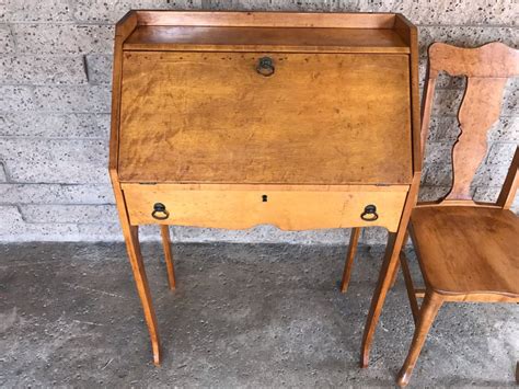 See more ideas about antique secretary desks, secretary desks, victorian furniture. Antique Birdseye Maple Secretary Desk With Chair