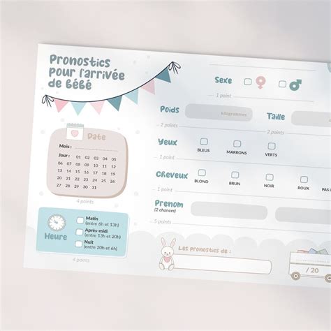 Cartes de pronostics pour la naissance de bébé à télécharger Etsy France