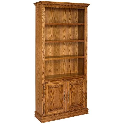 A & E Solid Oak Britannia Wood Bookcase with Doors - Bookcases at Hayneedle