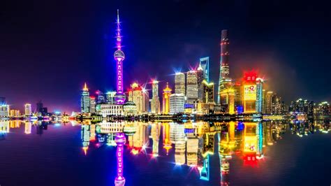 Stunning Shanghai Skyline At Night Wallpaper Backiee