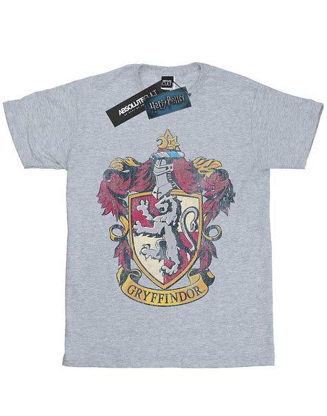 Harry Potter Mädchen Gryffindor Distressed Crest T Shirt Fruugo At