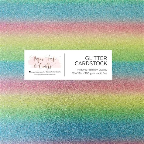 12x12 Rainbow Glitter Cardstock 300gsm Cardstock Paper Etsy