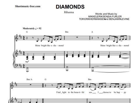 Rihanna Diamonds Free Sheet Music Pdf For Piano The Piano Notes