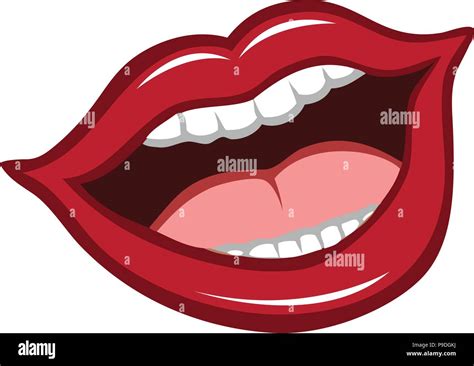 Ilustración Vectorial De Dibujos Animados De Una Boca Labios Rojos