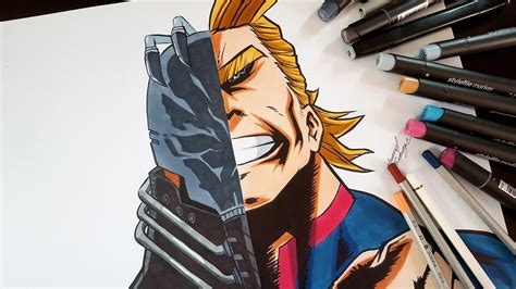 Drawing All Might And All For One From My Hero Academia Youtube