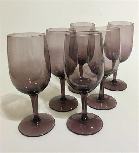 Wine Glasses Set Of Six Purple Plum Amethyst