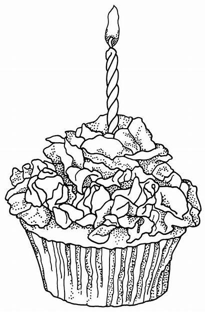 Coloring Cupcake Birthday Printable Drawing Happy Rose