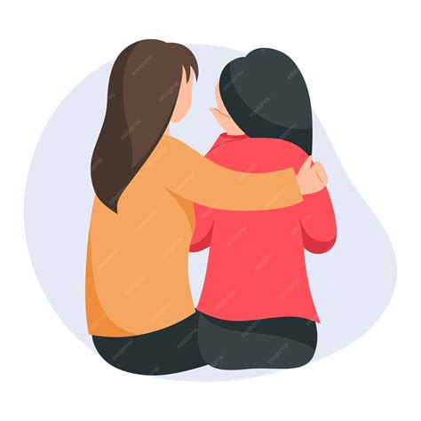 Premium Vector Woman Comforts Her Friend Girl Has Covered Her Face