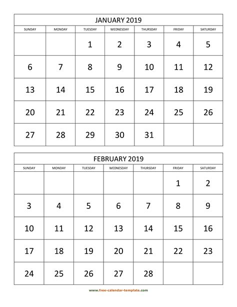 Free Printable Calendar 2 Months Per Page
