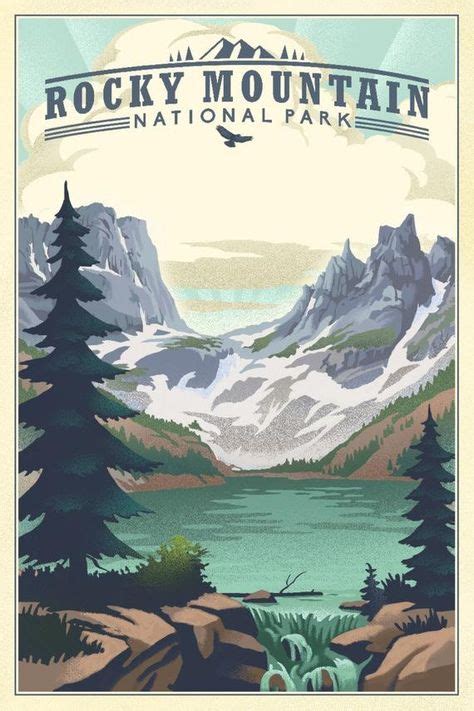 Rocky Mountain National Park Colorado Lake Lithograph 6 Sizes Art