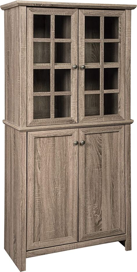 Homestar Furniture 2 Door Glass Storage Cabinet In Reclaimed Wood