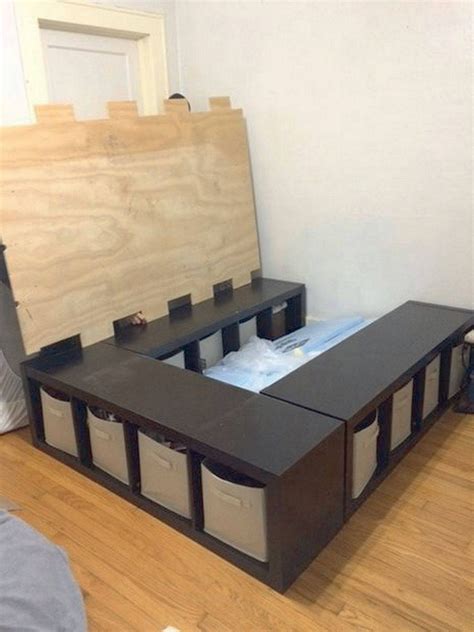 They went to ikea and purchased kitchen cabinets as the base of the bed. Sign in | Diy storage bed, Home decor, Furniture