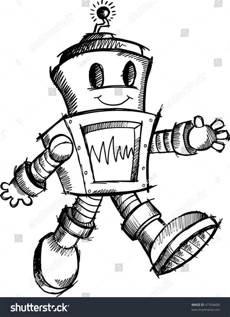 Robot Sketch Doodle Vector เวกเตอร์สต็อก ปลอดค่าลิขสิทธิ์ 47764600