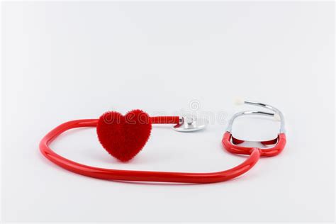Red Heart And A Stethoscope On Desk Stock Image Image Of Clinical
