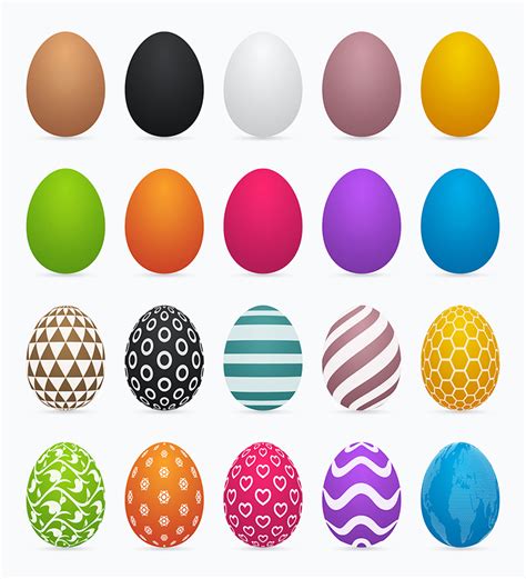 Colorful Solid And Patterned Easter Egg Set 935665 Vector Art At Vecteezy