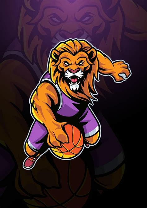 Lion Basketball Mascot Logo Cartoon Illustration Mascot Mascot Design