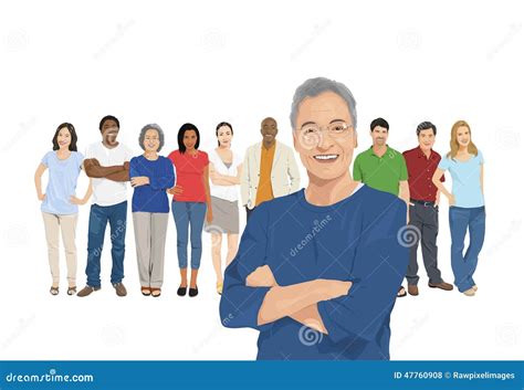 Illustration Of Multiethnic People With Contrast Stock Illustration