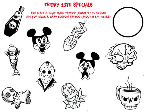 Tattoo shops across san diego (and nationally) had lines outside their doors on friday the 13th, the black friday for tattoo collectors because certain parlors discount their flash. October 2017 Friday 13th Customer Appreciation Tattoo Special