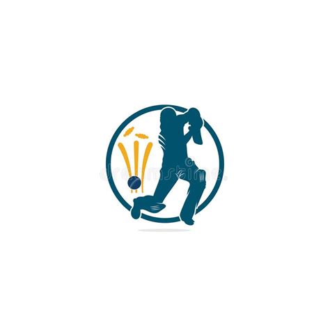 Batsman Playing Cricket Cricket Competition Logo Stock Vector