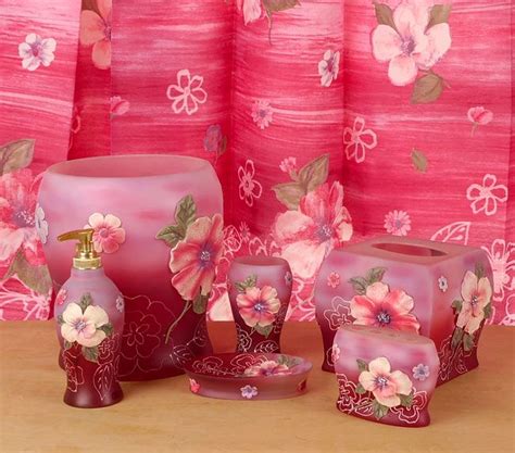 Fantasy Pink Bathroom Accessories Set W Shower Curtain Pink Bathroom