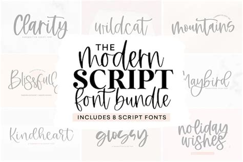 Modern Script Font Bundle Calligraphy Fonts Handwritten Etsy