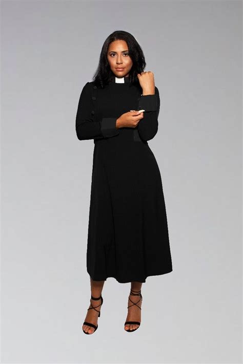 Women S Clergy Dress Black With Black Designer Buttons Clergy Women Women Church Suits