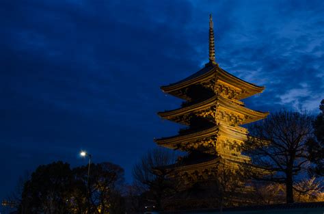 Wallpaper City Winter Sunset Japan Night Landscape Temple