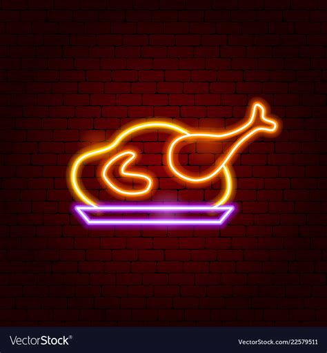 Chicken Meat Neon Sign Royalty Free Vector Image