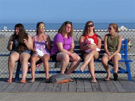 bench people boardwalk girls observed on the boardwalk i… flickr