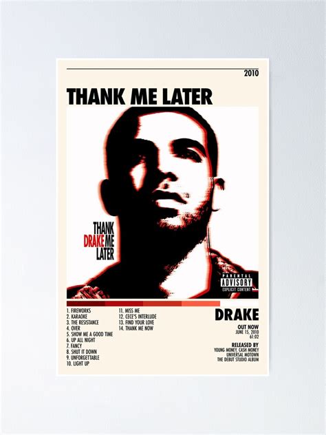Drake Thank Me Later Poster Custom Poster Album Cover Poster Poster
