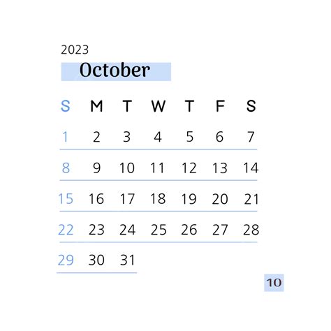 October Calendar Vector Png Images October 2023 Calendar Vector
