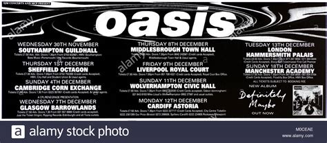 Magazine Advert With Uk Tour Dates For Oasis 1994 Stock Photo Alamy