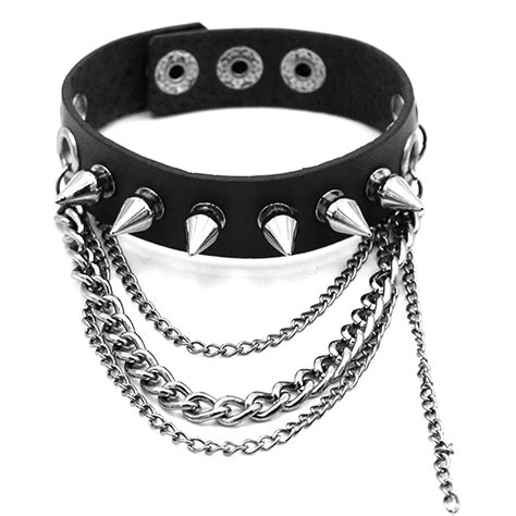 Punk Bracelet Spike Unisex Adjustable Faux Leather Rivet Bracelet Goth