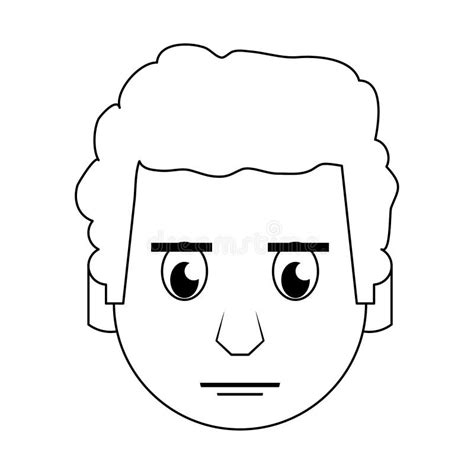 Man Face Head Character Cartoon In Black And White Stock Vector