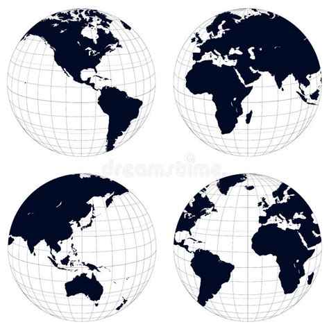 Earth Globes With World Map Stock Vector Illustration Of Land Globes