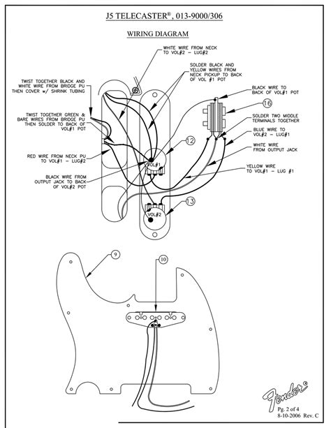 Fender J5 Telecaster Guitar Wiring Diagram Manualslib