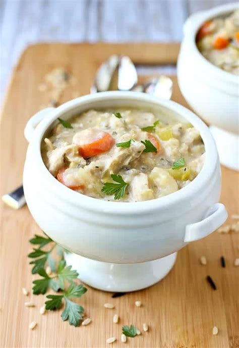 Slow Cooker Creamy Chicken And Wild Rice Soup Savory Baking