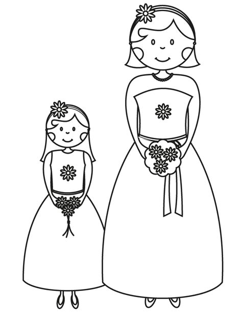 Bridesmaid Flower Girl Free Printable Coloring Pages