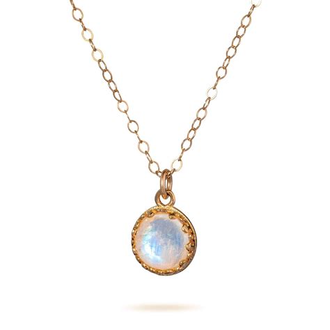 Moonstone Pendant Necklace Rose Gold Filled Mm Stone June Birthstone