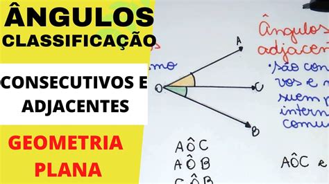 ÂNGULOS CONSECUTIVOS E ÂNGULOS ADJACENTES Geometria Plana YouTube