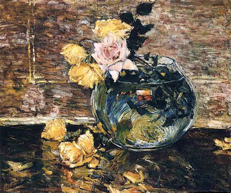 Childe Hassam 1859 1935 Roses In A Vase 1890 Private Collection