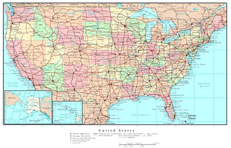 Large Print Map Of Usa