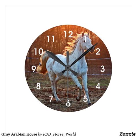Gray Arabian Horse Round Clock Custom Wall Clocks Clock