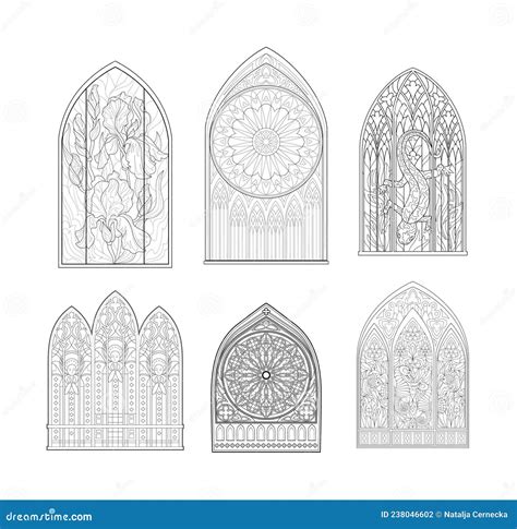 Set Of Beautiful Medieval Stained Glass Windows From French Churches