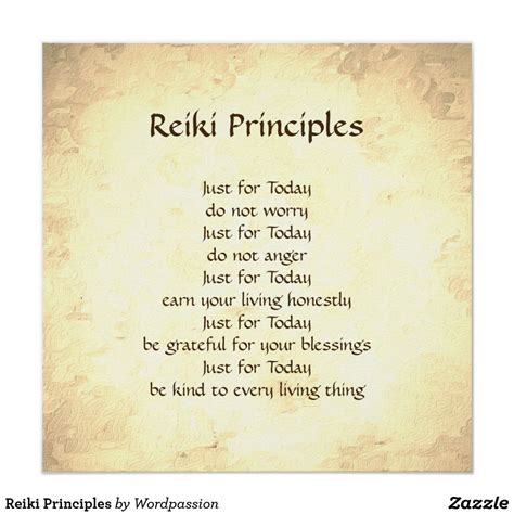 Reiki Principles Poster Reiki Principles Energy Healing