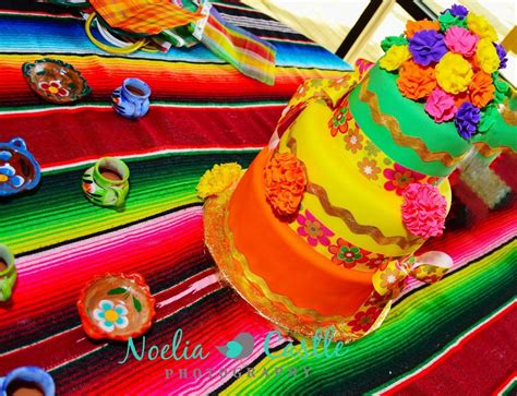 Mexican Fiesta Cake I Like The Colors With Flowers And Mexican Ribbon Mexican Fiesta Party