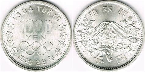 Japanese yen to malaysian ringgit. 1000 Yen 1964 Japan Japan, silver coin, olympics 1964 ...