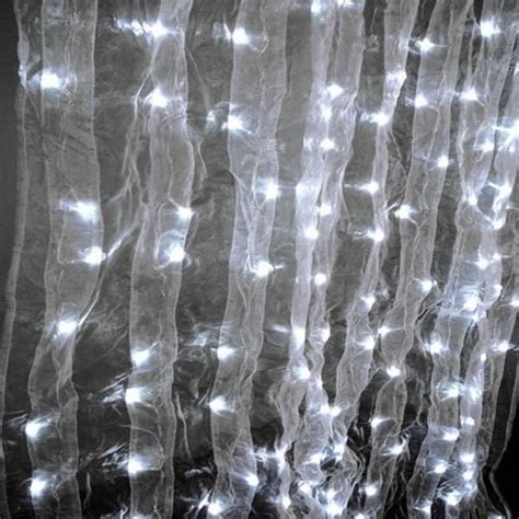 12ft Tall White Organza Curtain W Led Lights